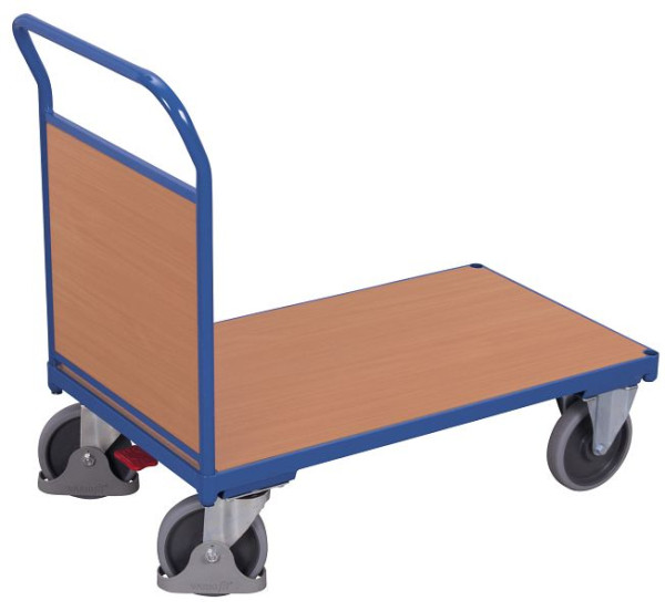 VARIOfit Stirnwandwagen mit Holz, Ladefläche: 1.230 x 800 mm, RAL 5010 enzianblau, sw-800.102