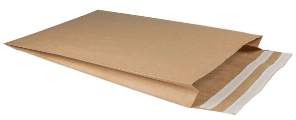 PACK´N POST Faltentaschen - 300+80x370+80 mm, Spitzboden, o. Fenster, 250 Stück, braun, 30117410