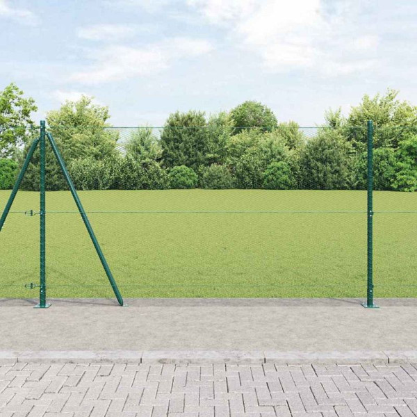 vidaXL Zaun mit Pfosten Grün 1.2 x 100 m PVC-beschichteter Stahl, 3353592