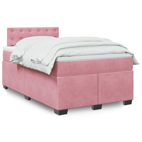 vidaXL Boxspringbett mit Matratze Rosa 120x200 cm Samt, 3286299