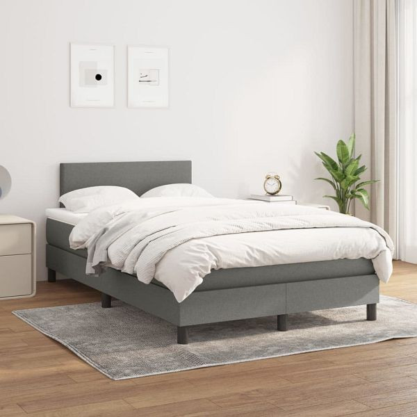 vidaXL Boxspringbett mit Matratze Dunkelgrau 120x200 cm Stoff, 3139882