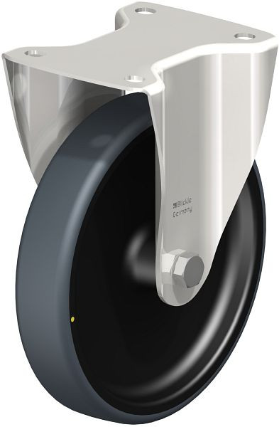 Blickle BX-TPA 200G-ELS Edelstahl-Bockrolle mit Anschraubplatte, Thermoplastisches Gummi-Elastomer, Grau, 853605
