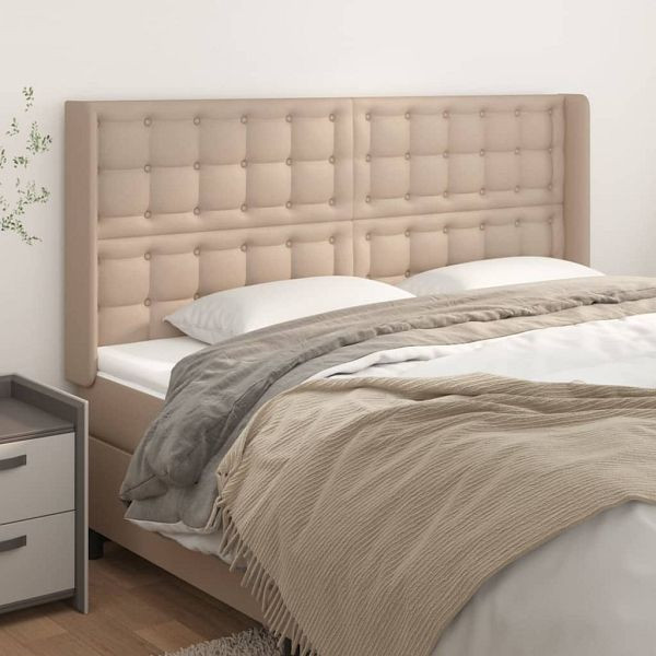vidaXL Kopfteil mit Ohren Cappuccino-Braun 183x16x118/128cm Kunstleder, 3119687