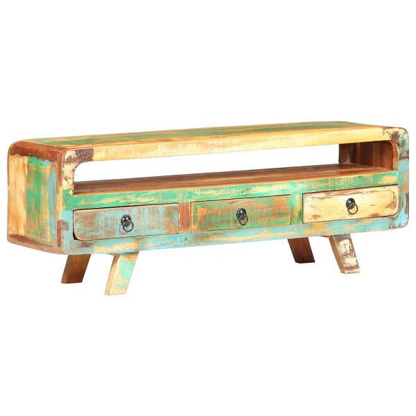 vidaXL TV-Schrank 117x30x41 cm Altholz Massiv, Material: Recyceltes Massivholz mit Mischfarben, 321043