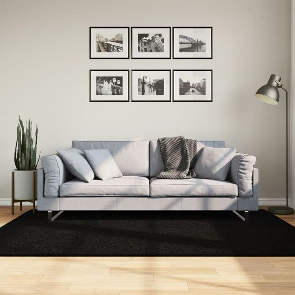 vidaXL Teppich HUARTE Kurzflor Weich und Waschbar Schwarz 140x200 cm, 375115