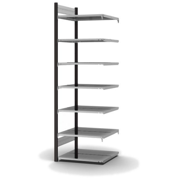 hofe Anbauregal, zerlegt, 7 Böden 2350 x 600 x 750 mm, verzinkt Stützprofile - anthrazitgrau/RAL 7016, HAA23607DA
