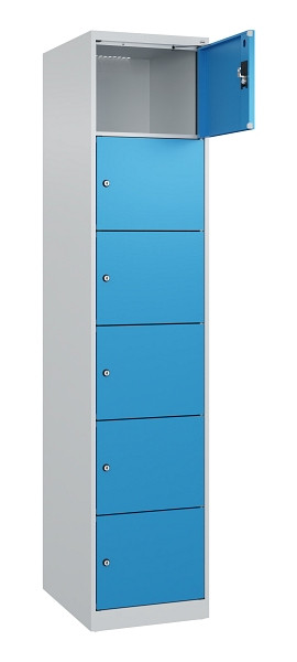 C+P Schließfachschrank Evolo PLUS, 6 Fächer, 1850x400x500mm, 7035/5012, 049000-126 S10007
