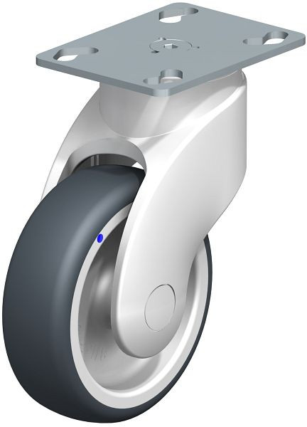 Blickle LWKX-TPA 101G-PX25 Kunststoff-Lenkrolle WAVE, rostfrei, mit Anschraubplatte, Thermoplastisches Gummi-Elastomer, Grau, 744728