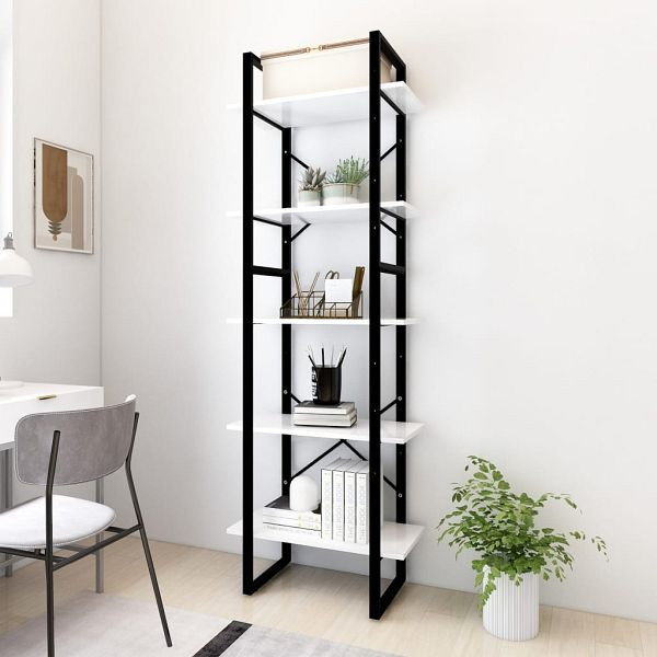 vidaXL Bücherregal 5 Fächer Weiß 60x30x175 cm Holzwerkstoff, 3081978