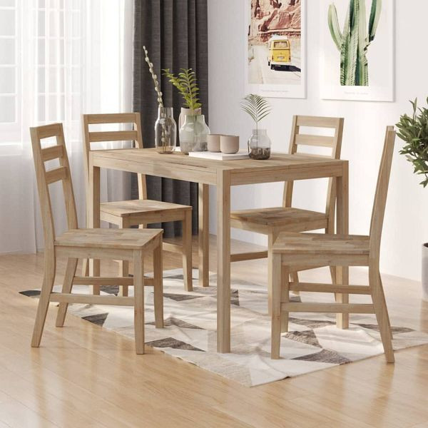 vidaXL 5-teilig Essgruppe Massivholz Akazie, Material: Massives Akazienholz mit gebürsteter Oberfläche, 3106441