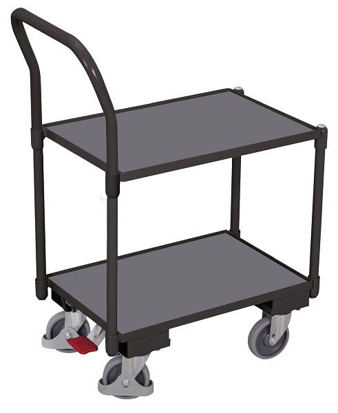 VARIOfit Euro-System-Roller mit 2 Ladeflächen (10 mm Rand) und Schiebebügel, Ladehöhe: 225 / 655 mm, RAL 7016 anthrazitgrau, sw-410.552/AG