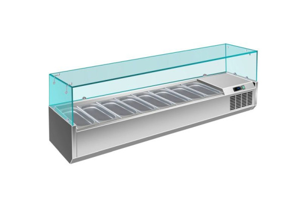 A&S Polarny Pizzakühlaufsatz mit Glasaufsatz 8x 1/4 GN, 1800x335x460 mm, PAK1800/330