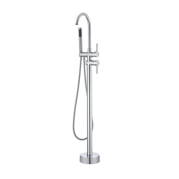 VEVOR Freistehende Badewannenarmatur mit Handbrause, Set 98 cm Hohe, Silberner Badewannenhahn 1,61 GPM Durchfluss, GHKSLTPGGSYXM7HR7V0