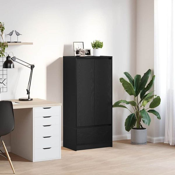 vidaXL Schrank mit Schublade Schwarz Eichen-Optik 55,5x34x119,5 cm, 861644