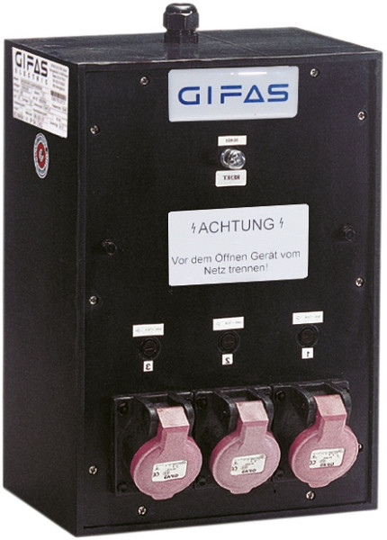 GIFAS Sicherheitstransformator Vollgummi-Verteiler Typ 3900, 230/24V, 1kVA, 3x CEE 16A/24V, 211201