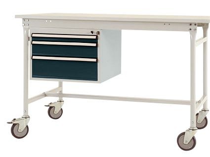 Manuflex Gehäuse-Unterbau mobil, Nutzhöhe 3 Schubfächer mm mit anthrazit RAL 7016, für Tischtiefe 800 mm, Anthrazit, ZB4682.7016