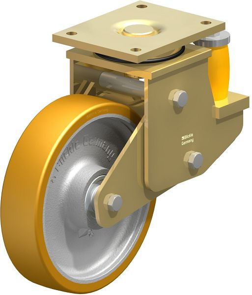 Blickle LSFE-GTH 250K Stahlgeschweißte Schwerlast-Lenkrolle mit Polyurethanfeder, Blickle Extrathane®, Hellbraun, 605030