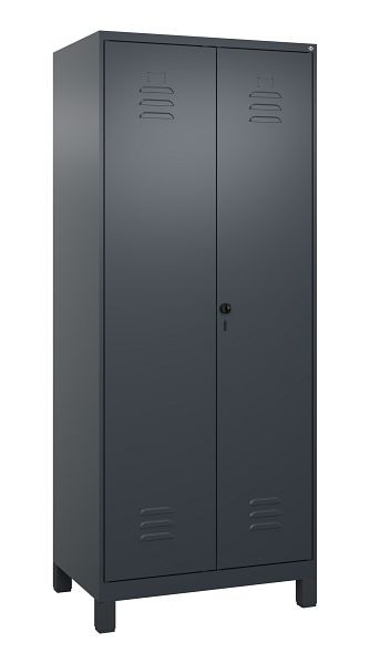 C+P Umkleidespind Classic PLUS SW, Füße, 2 Abteile, 1950x800x500mm, 7016/7016, Drehriegel, 080012-22 S10012