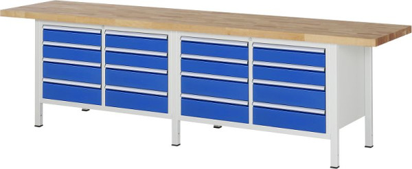 RAU Werkbank Serie 8000 - Gestell-Bauweise (Schweißgestell), 2 Doppel-Unterbau-Container (8x Schublade), 3000x840x700 mm, 03-8477A2-307B4S.11