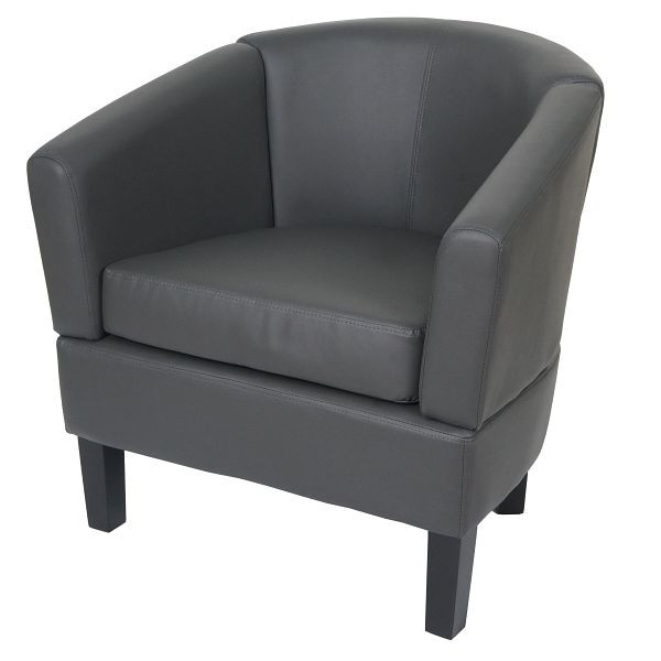 Mendler Lounge-Sessel HWC-O17, Sessel Clubsessel Cocktailsessel, FSC®-zertifiziert Kunstleder, grau, 110867