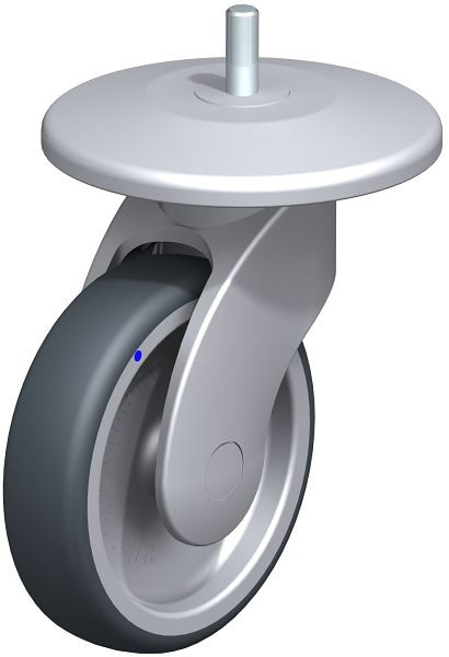 Blickle LWGX-TPA 126G-11-AMGX125 Kunststoff-Lenkrolle WAVE, rostfrei, mit Abweisrad, Thermoplastisches Gummi-Elastomer, Grau, 849729