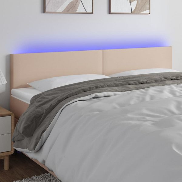 vidaXL LED Kopfteil Cappuccino-Braun 200x5x78/88 cm Kunstleder, 3121445