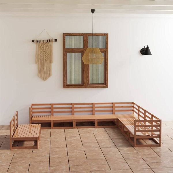 vidaXL 10-teilig Garten-Lounge-Set Honigbraun Massivholz Kiefer, 3075867