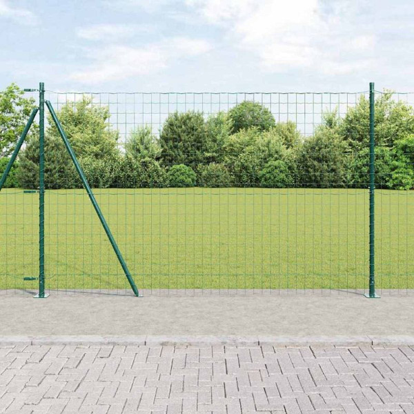vidaXL Zaun mit Pfosten Grün 1.4 x 10 m Stahl, 3350881