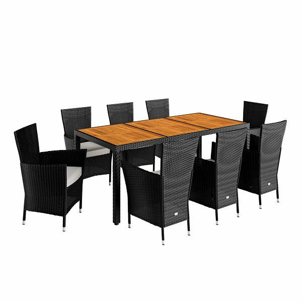 casaria Polyrattan Garten-Sitzgruppe Verona 9-tlg Schwarz, 996929