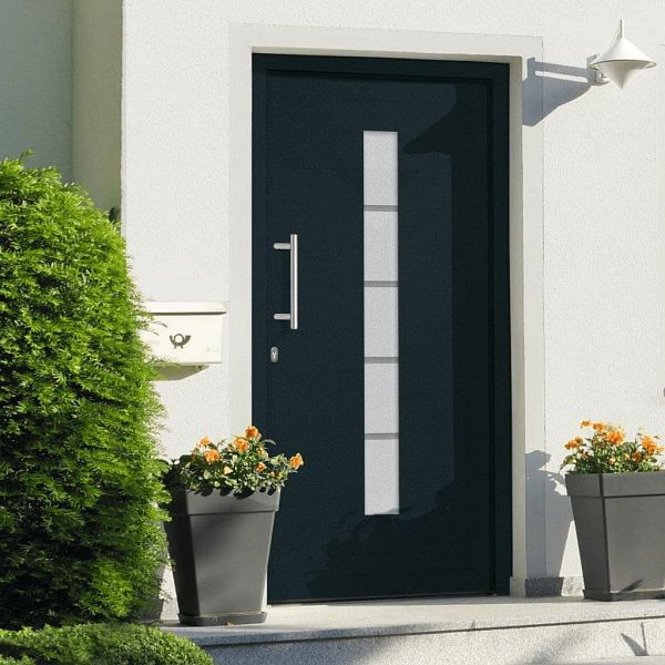 vidaXL Haustür Aluminium und PVC Anthrazit 100x210 cm, 3056816