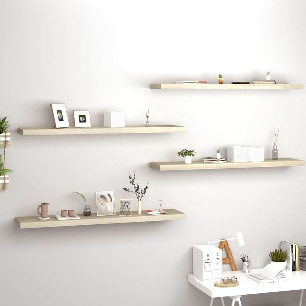 vidaXL Schweberegale 4 Stück Eichen-Optik 120x23,5x3,8 cm MDF, 323885