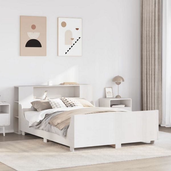 vidaXL Massivholzbett ohne Matratze Weiß 140x200 cm Kiefernholz, 3323768