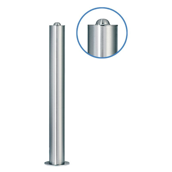 Stein HGS Absperrpfosten "Acero Halbhügel" (V2A) Ø102mm, aus Edelstahl, zum Aufdübeln, selbstaufrichtend, bis 30° Sollbruchstelle, geschliffen, 32327-g