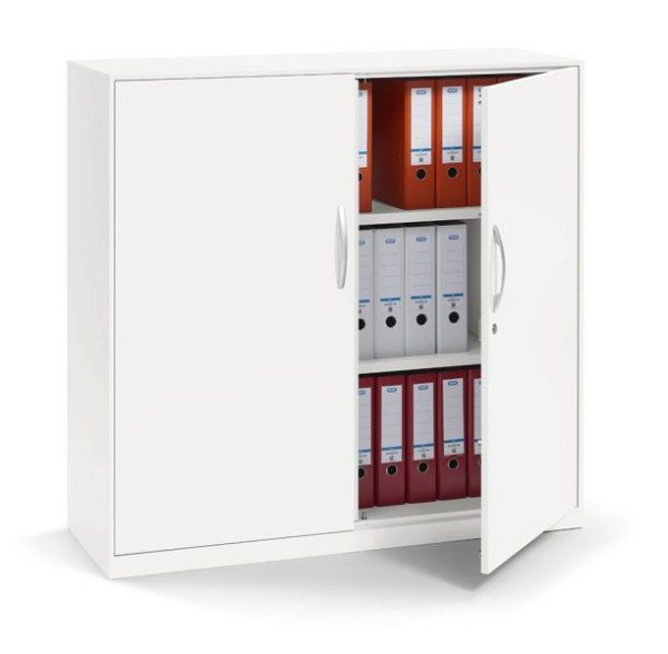 Deskin Flügeltürenschrank BASE LINE - PRO, Korpus und Türen Stahl Weiß RAL 9016, B 1000 x H 1150 x T 420 mm, 352876