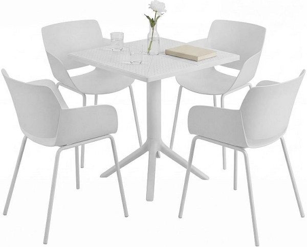 CLP Gartenmöbel-Set Norva mit 4 Stühlen, weiß, 328140