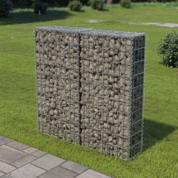 vidaXL Gabionenwand mit Abdeckung verzinkter Stahl 100×20×100 cm, 143578
