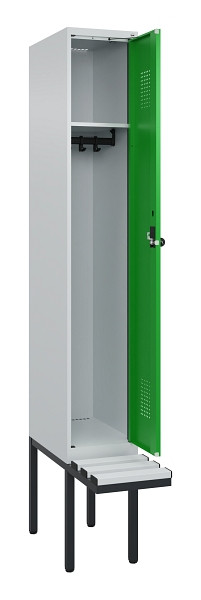 C+P Spind Evolo PLUS, 1 Abteile, 2120x300x815mm, 7035/6037, Haken 3, Drehriegel, Sitzfläche Kunststoff, 0490407-10 S10065