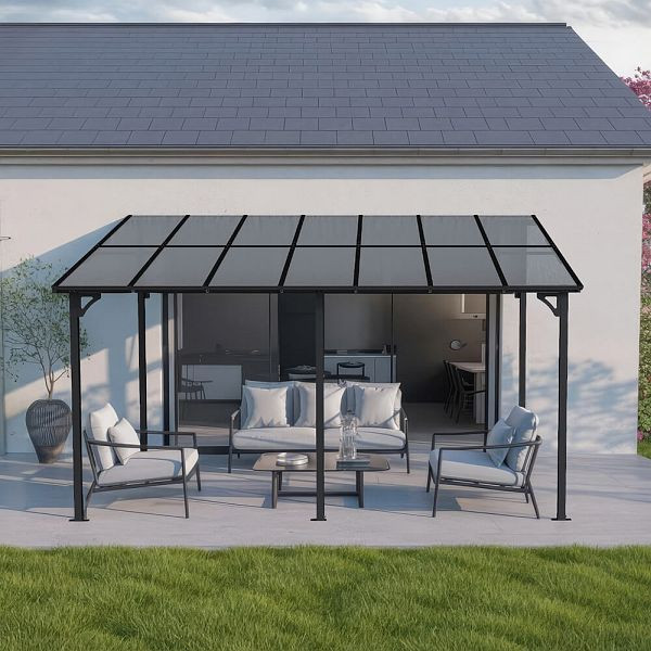 HOME DELUXE Terrassenüberdachung aus Aluminium ECO Anthrazit, 300 x 420 cm, 73610