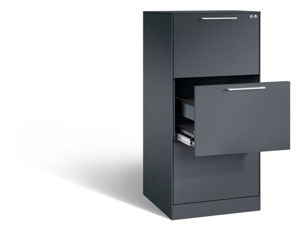 C+P Hängeregistraturschrank Asisto, H1310xB562xT600mm, Farbe: Schwarzgrau, Bügelgriff, 146224-301 S10005