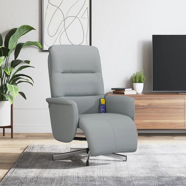 vidaXL Massagesessel mit Fußteil Hellgrau Stoff, 356573