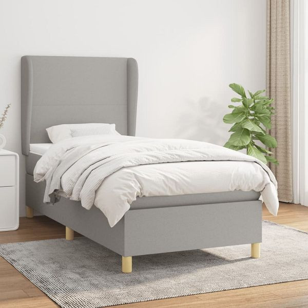 vidaXL Boxspringbett mit Matratze Hellgrau 80x200 cm Stoff, 3128317