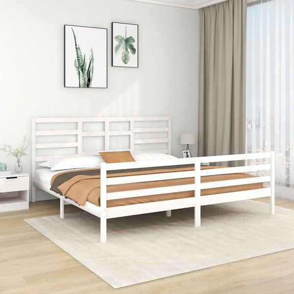 vidaXL Massivholzbett Weiß 200x200 cm, Top-Qualität, 3105881