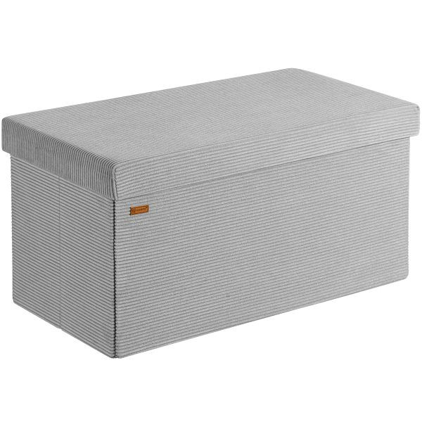 casaria Sitzbank Grau Cord 76x38x38cm MDF faltbar, 109916