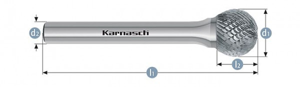 Karnasch Hartmetall-Frässtift unbeschichtet KUD/ HP-4 d1=3 / l2=2,5 / d2=6 / l1=50mm, VE: 5 Stück, 113032040