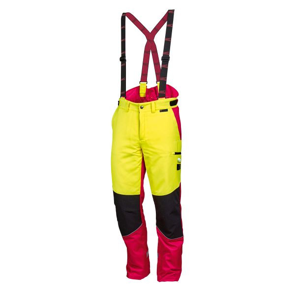 L+D Forstschutz-Hose Komfort, Schnittschutzeinlage (6 lagig) Reflexapplikationen, neue Farbkombination neongelb/rot, Größe: 50, 4117-50