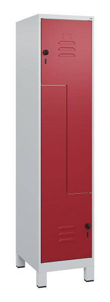 C+P Z-Spind Classic PLUS, Füße, 2 Abteile, 1800x400x500mm, 7035/3003, Drehriegel, 0800137-122 S10001