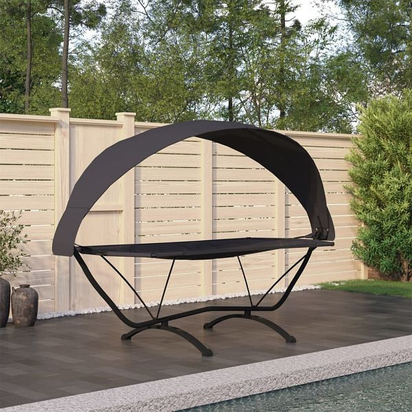 vidaXL Outdoor-Loungebett mit Dach Schwarz Stahl und Oxford-Stoff, 317599