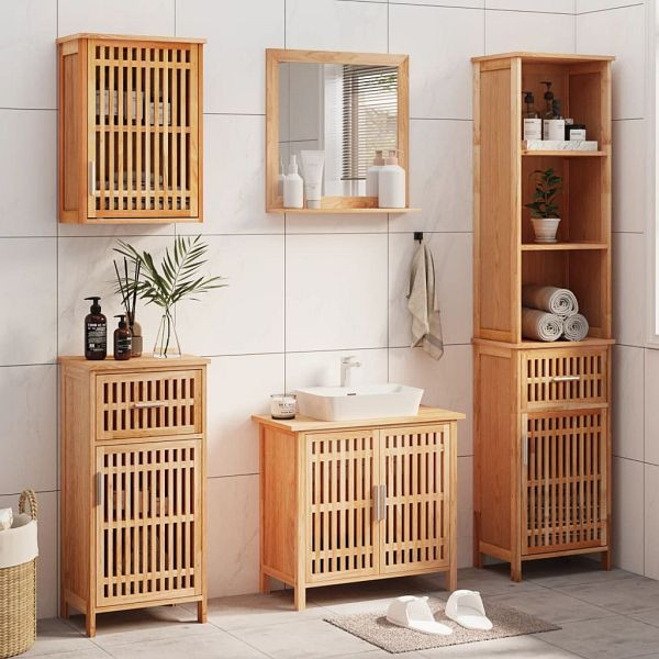 vidaXL 5-teilig Badmöbel-Set Massivholz Nussbaum, 3185786