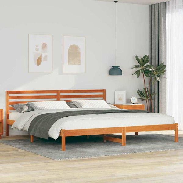 vidaXL Bettgestell Wachsbraun 200 x 220 cm Massivholz Kiefer, 872343