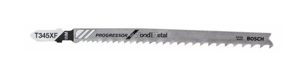 Bosch Stichsägeblatt T 345 XF Progressor for Wood and Metal, 3er-Pack, VE: 10 Stück, 2608634993